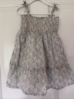 GAP White Floral Smocked Sundress with Multicolor Flowers